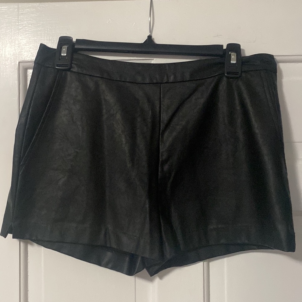 Black leather shorts